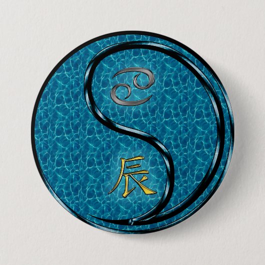 Kanker & Water Draak Ronde Button 7,6 Cm (Voorkant)