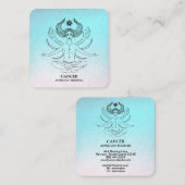*~* KANKER - Zodiac Astrologie Lezen Aqua Glitter Vierkante Visitekaartje (Voorkant / Achterkant)