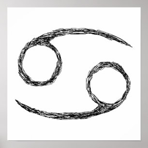 Kanker. Zodiac Astrology Sign. Black. Poster