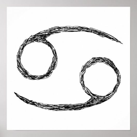Kanker. Zodiac Astrology Sign. Black. Poster (Voorkant)