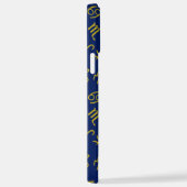 Kanker Zodiac+Astrology Symbolen Patroon Gold+Blue iPhone Hoesje (Rechterkant)