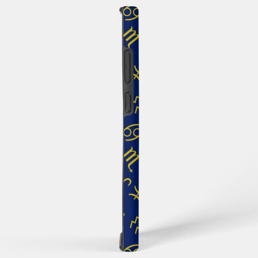 Kanker Zodiac+Astrology Symbolen Patroon Gold+Blue Samsung Galaxy Hoesje (Rechterkant)