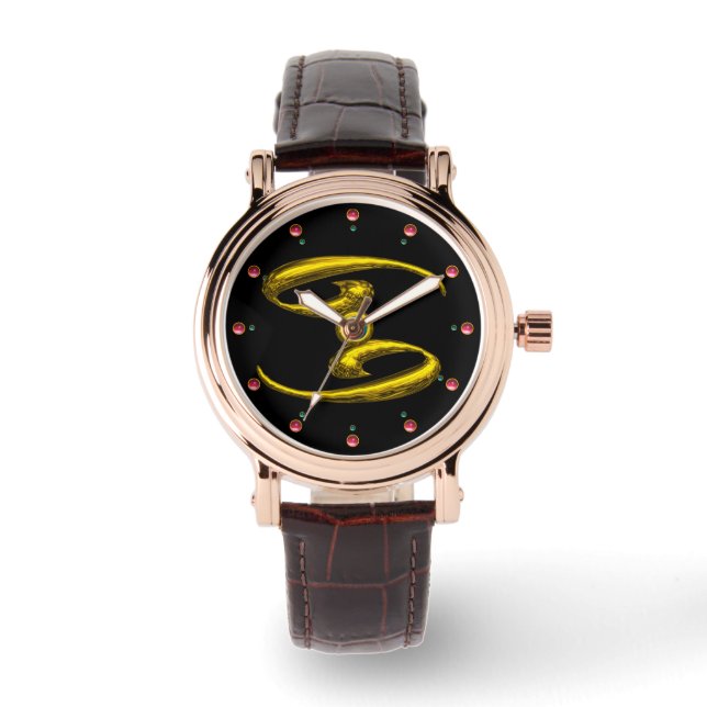 KANKER ZODIAC BIRTHDAY JEWEL AQUA BLUE OPALE Black Horloge (Voorkant)