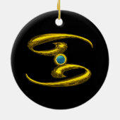 KANKER ZODIAC BIRTHDAY JEWEL Blue Opale Gold Keramisch Ornament (Achterkant)