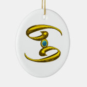 KANKER ZODIAC BIRTHDAY JEWEL Blue Opale Gold Keramisch Ornament (Rechts)