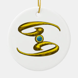KANKER ZODIAC BIRTHDAY JEWEL Blue Opale Gold Keramisch Ornament