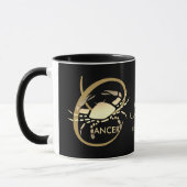 Kanker ♋ Zodiac Birthday Sign/Black en Gold Mok (Links)