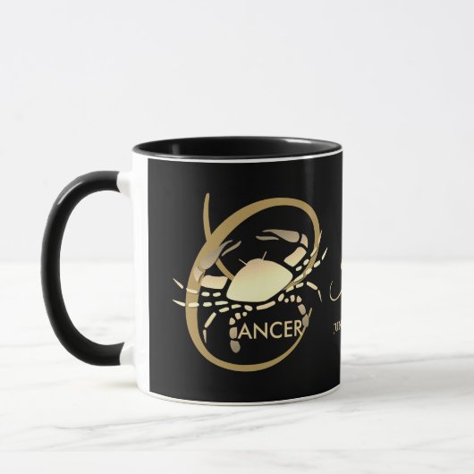 Kanker ♋ Zodiac Birthday Sign/Black en Gold Mok (Links)