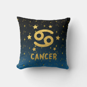 Kanker Zodiac Blauw en Goud Sierkussen