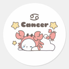 Kanker Zodiac Charm - Schattig Krab-Capped Bunny Ronde Sticker