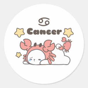 Kanker Zodiac Charm - Schattig Krab-Capped Bunny Ronde Sticker