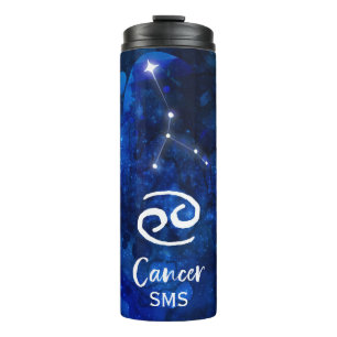 Kanker Zodiac Constellatie Blauwe Melkweg Monogram Thermosbeker