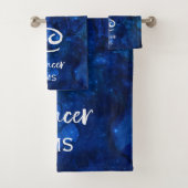 Kanker Zodiac Constellation Blue Galaxy Monogram Bad Handdoek (Insitu)