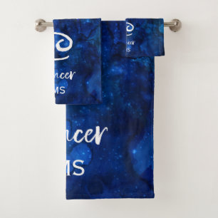 Kanker Zodiac Constellation Blue Galaxy Monogram Bad Handdoek
