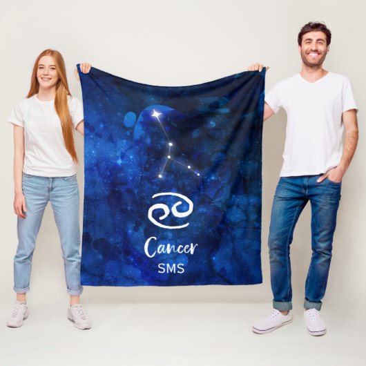 Kanker Zodiac Constellation Blue Galaxy Monogram Fleece Deken (In situ)