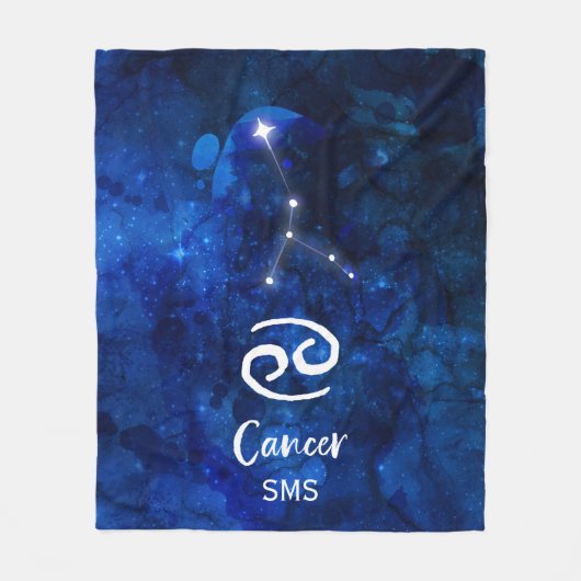 Kanker Zodiac Constellation Blue Galaxy Monogram Fleece Deken (Voorkant)