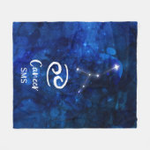 Kanker Zodiac Constellation Blue Galaxy Monogram Fleece Deken (Voorkant (Horizontaal))