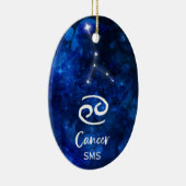 Kanker Zodiac Constellation Blue Galaxy Monogram Keramisch Ornament (Rechts)