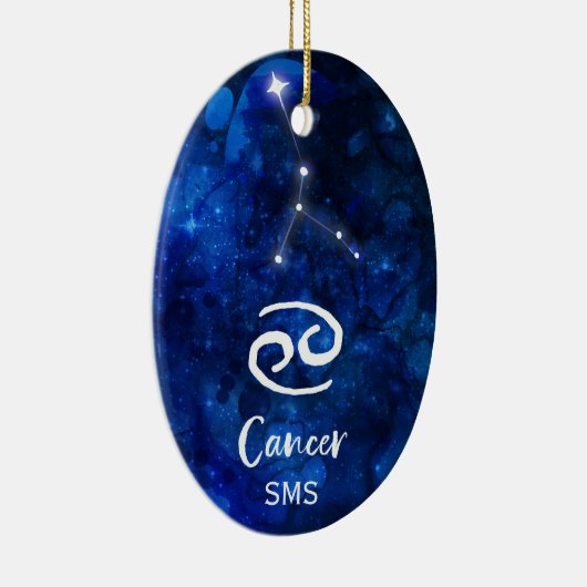 Kanker Zodiac Constellation Blue Galaxy Monogram Keramisch Ornament (Rechts)