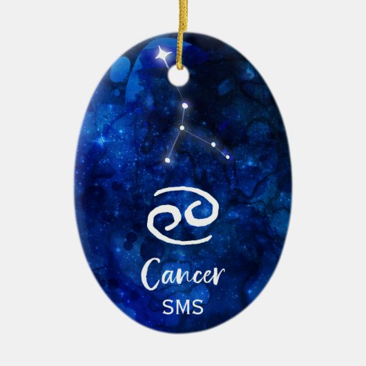 Kanker Zodiac Constellation Blue Galaxy Monogram Keramisch Ornament (Voorkant)