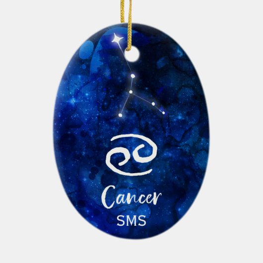 Kanker Zodiac Constellation Blue Galaxy Monogram Keramisch Ornament (Achterkant)