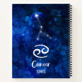 Kanker Zodiac Constellation Blue Galaxy Monogram Notitieboek (Achterkant)