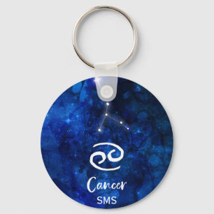 Kanker Zodiac Constellation Blue Galaxy Monogram Sleutelhanger