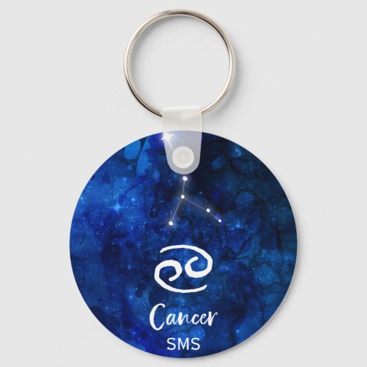 Kanker Zodiac Constellation Blue Galaxy Monogram Sleutelhanger (Voorkant)