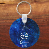 Kanker Zodiac Constellation Blue Galaxy Monogram Sleutelhanger (Voorkant)