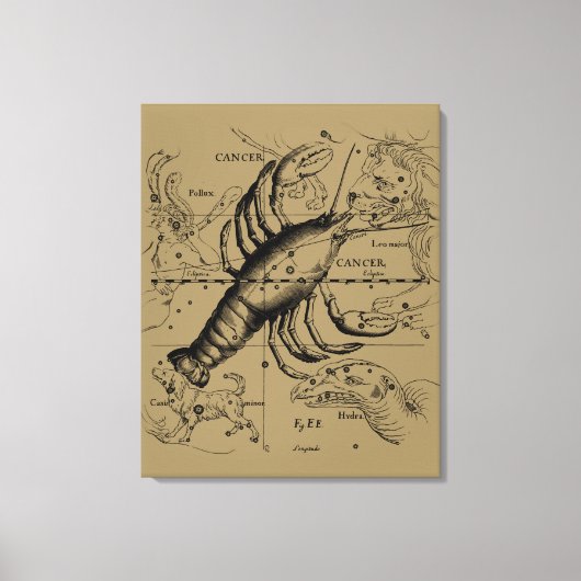 Kanker Zodiac Constellation door Hevelius 1690 Canvas Afdruk (Voorkant)