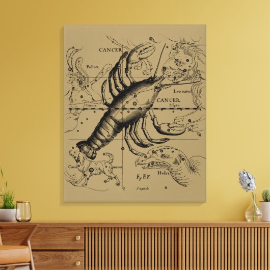 Kanker Zodiac Constellation door Hevelius 1690 Canvas Afdruk (Insitu (Woonkamer))