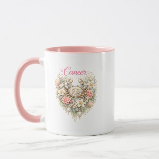 Kanker Zodiac Florale Hart Beker – Romantische Ast Mok (Links)