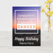 Kanker Zodiac Fun Kenmerken Verjaardag Kaart (Gele Bloem)