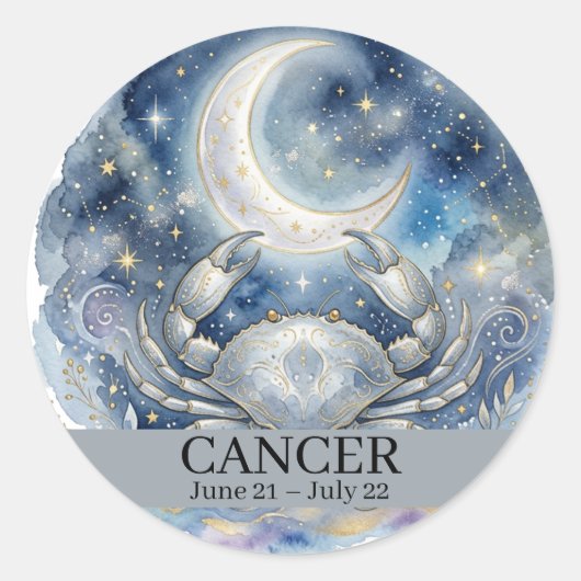 Kanker Zodiac Hemelse Krab en Maan Ronde Sticker (Voorkant)