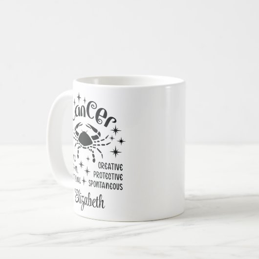 Kanker Zodiac Horoscoop Aangepaste naam Koffiemok (Voorkant links)