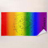 Kanker Zodiac LGBTQ Pride Rainbow Astrologie Ontwe Strandlaken (Voorkant)