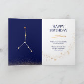 Kanker Zodiac Navy & Gold Monochrome Verjaardag Ka Kaart (Binnen)