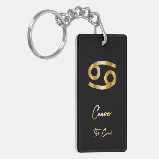 Kanker Zodiac Sign, Black & Gold Sleutelhanger (Voorkant Links)
