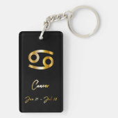 Kanker Zodiac Sign, Black & Gold Sleutelhanger (achterkant)