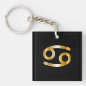 Kanker Zodiac Sign, Black & Gold Sleutelhanger (Voorkant)