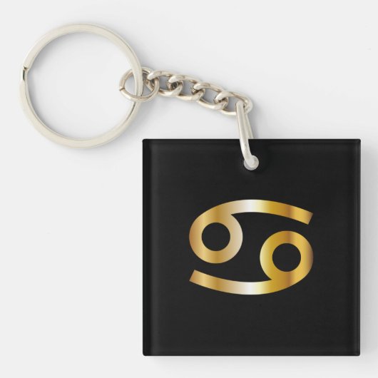 Kanker Zodiac Sign, Black & Gold Sleutelhanger (Voorkant)