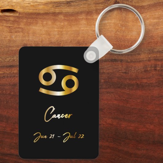 Kanker Zodiac Sign, Black & Gold Sleutelhanger (Achterkant)