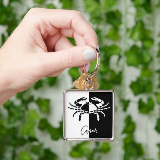 Kanker Zodiac Sign, Black & White Sleutelhanger (Hand)