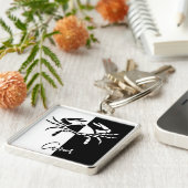 Kanker Zodiac Sign, Black & White Sleutelhanger (Zijkant)
