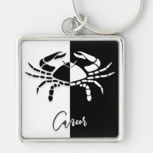 Kanker Zodiac Sign, Black & White Sleutelhanger
