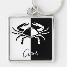 Kanker Zodiac Sign, Black & White Sleutelhanger
