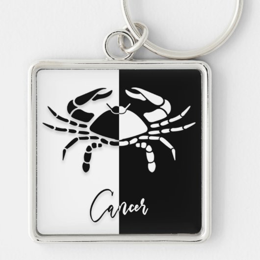 Kanker Zodiac Sign, Black & White Sleutelhanger (Voorkant)