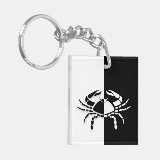 Kanker Zodiac Sign, Black & White Sleutelhanger (Voorkant Links)