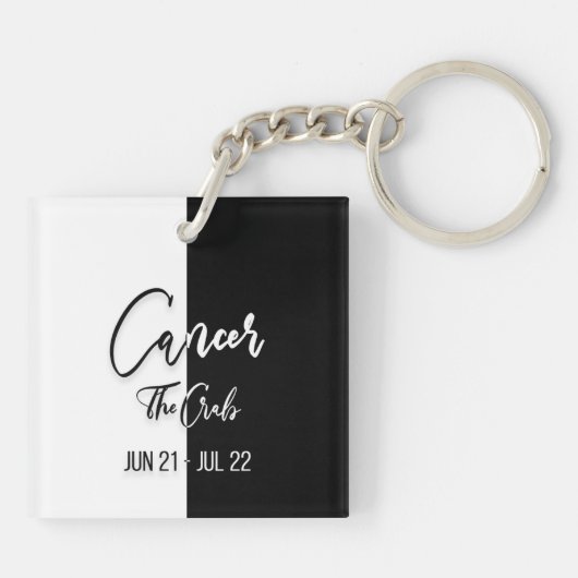 Kanker Zodiac Sign, Black & White Sleutelhanger (Achterkant)