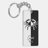 Kanker Zodiac Sign, Black & White Sleutelhanger (Voorkant Links)